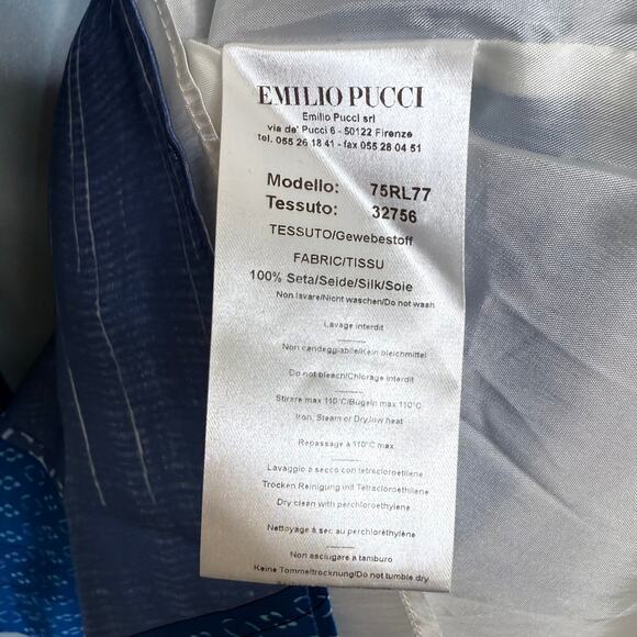 Emilio Pucci 100% Silk Shift Dress Size 8  Blue Geometric Print Made in Italy - Picture 5 of 6